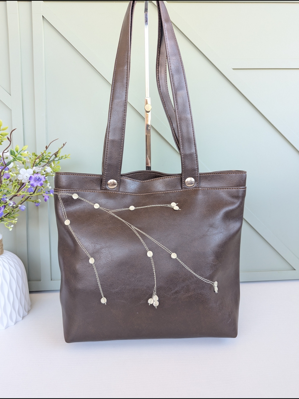Vintage Queen Bee Creations faux- leather tote bag